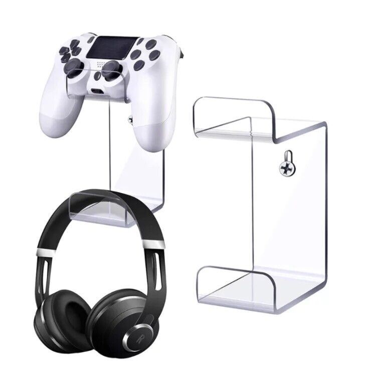 Dual Headset and Controller Stand for Gamers